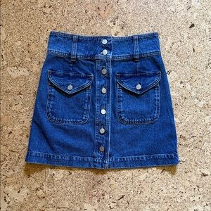 Sezane Denim Button-Front Skirt